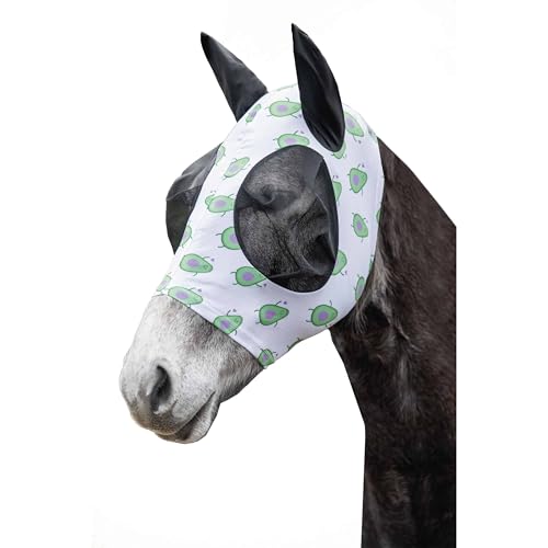 Reiterlive Avocado elastische Fliegenschutzmaske für Pferde, Stretch-Material, UV-Schutz LF 50+, Netzeinsätze für Augen (L) von Reiterlive