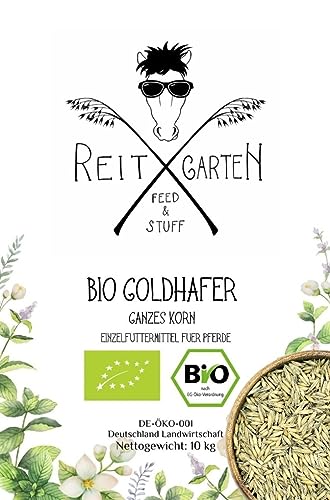 Reitgarten´s Bio Goldhafer ganzes Korn 10 kg Pferd Futter Kraftfutter Hafer garantiert ohne Zusatzstoffe Pferdefutter von Reitgarten