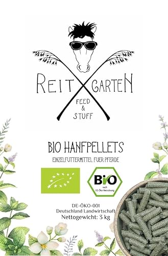 Reitgarten´s Bio Hanfpellets 3 kg Pferd Futter Superfood garantiert ohne Zusätze Hanf Pellet Organic von Reitgarten