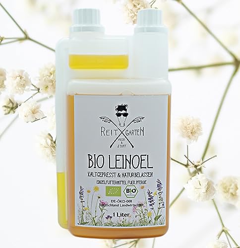 Reitgarten´s Bio Leinöl 1 Liter - kaltgepresst & naturbelassen Bio Leinöl Pferd Futter Öl von Reitgarten