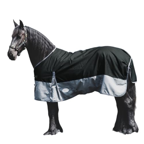 Pferdedecke 100g 600D Weidedecke Winterdecke Regendecke Turnout: Black/Grey 125 von ReitsportPlus