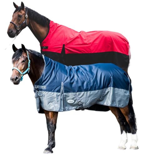 Pferdedecke 1200D High Neck 50g, 100g, 200g Weidedecke Winterdecke Regendecke Turnout : 100g Black/Blue 135 von ReitsportPlus