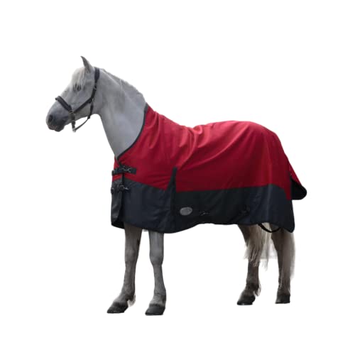 Pferdedecke 1200D High Neck 50g, 100g, 200g Weidedecke Winterdecke Regendecke Turnout : 200g Red/Black - 145cm von ReitsportPlus