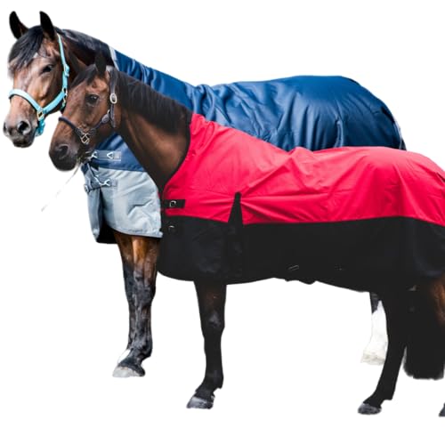 Pferdedecke 1200D High Neck Polarfleece Weidedecke Winterdecke Regendecke Turnout : Fleece Navy/Hell Blau 135 von ReitsportPlus