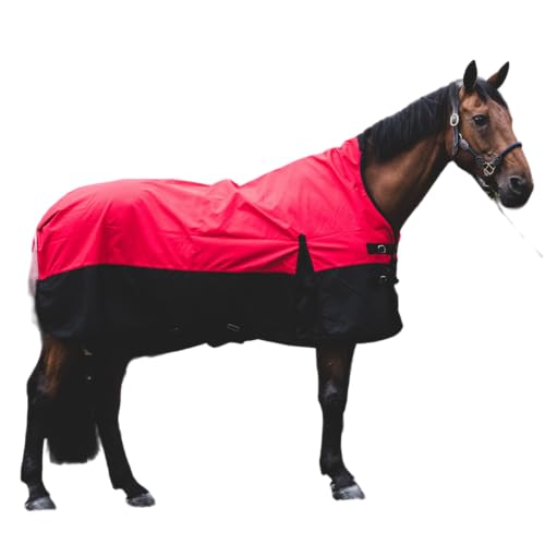 Pferdedecke 1200D High Neck 50g, 100g, 200g Weidedecke Winterdecke Regendecke Turnout : 200g Red/Black - 135cm von ReitsportPlus