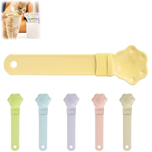 Rejckims Cat Strip Feeder, Cat Food Spoon for Wet Food, Cat Spoons for Wet Food, Cat Strip Happy Spoon, Multi Functional Pet Spoons Cat Feeder, Pet Feeder Cat Strip Squeeze Spoon (Yellow) von Rejckims