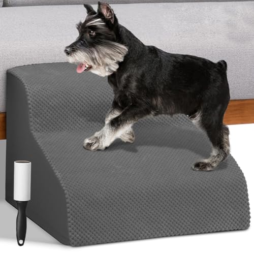 Relax World Haustiertreppe für kleine Hunde und Katzen, Schaumstofftreppe mit 2 Stufen mit abnehmbarem Bezug, inklusive Fusselrolle von Relax World