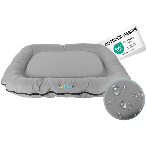 RelaxXL orthopädisches Outdoor Hundekissen Luna L: 110x85cm Grau 60°C Waschbar Viscoschaum Kratzfest Garten Hundebett für große Hunde von RelaxXL