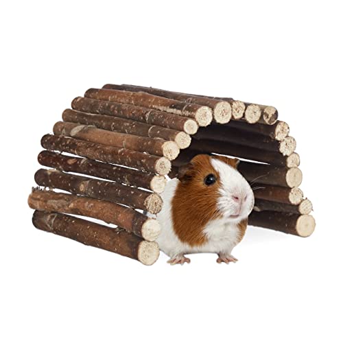 10x Nagerbrücke Holz im Set, Tunnel für Kleintierkäfig, Hamster, Meerschweinchen, flexibel biegen, HBT 2x29x17cm, Natur von Relaxdays