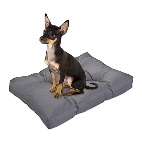 Relaxdays Hundebett, 75 x 50 cm, weiches Hundekissen für kleine Hunde, Katzen, wasserfest, waschbar, Hundematte, grau, 10 x 75 x 50 cm von Relaxdays