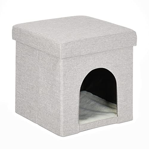 Relaxdays Katzenhöhle, Rückzugsort für Katzen und kleine Hunde, Indoor Tierversteck, H x B x T: 38,5 x 37 x 37 cm, beige von Relaxdays