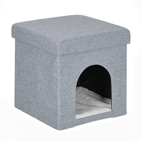 Relaxdays Katzenhöhle, Rückzugsort für Katzen und kleine Hunde, Indoor Tierversteck, HxBxT: 38,5 x 37 x 37 cm, hellgrau von Relaxdays