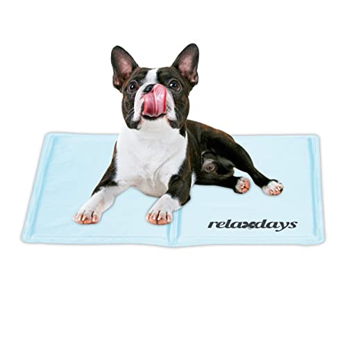 Relaxdays Kühlmatte Hund, 40 x 50 cm, selbstkühlende Hundematte, Gel, abwischbar, Kühlunterlage für Haustiere, hellblau von Relaxdays