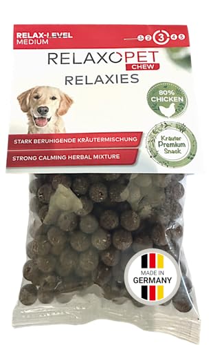 RelaxoPet CHEW I RELAXIES Ultra für Hunde, zur Beruhigung, gegen Angst, Anti Stress und für mehr Gelassenheit | 150g | 80% Gefügelfleisch von RelaxoPet