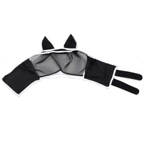 Remingtape Pferdefliegenmaske mit Ohren, Pferdemaske Gegen Mücken und Insekten, Ma Chao Comfort Fliegenmaske, Pferdekopfmaske, Schwarz von Remingtape