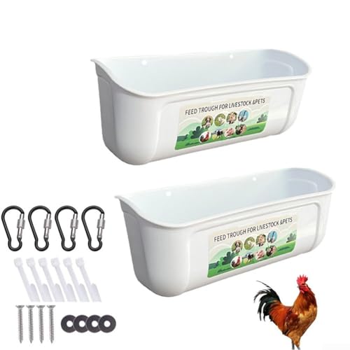 2 Packungen Hühner-Ziegenzaun-Futterspender zum Aufhängen, Wassertrog für Hirsche, Enten und Ferkel, Gänsetränke mit Clips, 4,5 Quart (weiß) von RemixAst