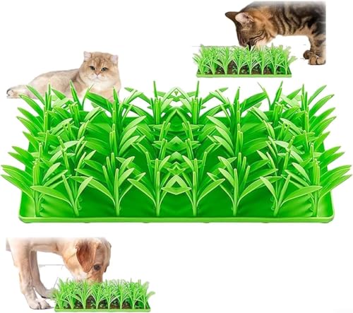 Interaktive Silikon-Grasmatte für Katzen – verbessert das Fütterungserlebnis und (2 Stück) von RemixAst