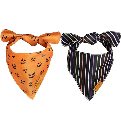 Remy+Roo Hundehalstücher – 2 Stück | Halloween-Jack-Set | hochwertiger strapazierfähiger Stoff | einzigartige Form | verstellbare Passform | mehrere Größen erhältlich (klein) von Remy+Roo