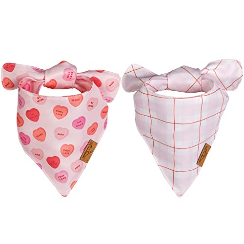 Remy+Roo Hundehalstücher – 2 Stück | Sweetheart Set | Premium Durable Stoff | Einzigartige Form | Verstellbare Passform | Mehrere Größen angeboten | Valentinstag Bandana (XL) von Remy+Roo