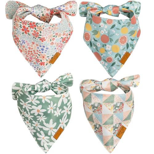 Remy+Roo Spring Hundehalstücher – 4er-Pack Taylor Set | Premium-strapazierfähiges, verstellbares Polyestergewebe | patentierte Form für Mädchen, Hundehalstuch, florales Bandana für Hunde (Größe XL) von Remy+Roo