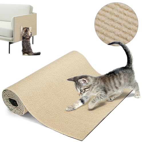 RenSheng Kratzmatte Katze，Selbstklebend Kratzteppich Katze Wand，Kratzbrett Katzen，Kratzbretter Katze Wand，Katze Kratzbäume Kratztürme Ersatz，Zuschneidbare Kratzmatte für Katze von RenSheng