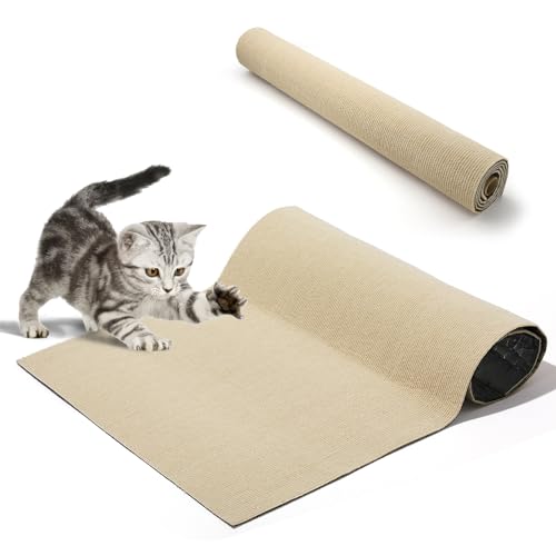 RenSheng Kratzmatte Katze，Selbstklebend Kratzteppich Katze Wand，Kratzbrett Katzen，Kratzbretter Katze Wand，Katze Kratzbäume Kratztürme Ersatz，Zuschneidbare Kratzmatte für Katze von RenSheng