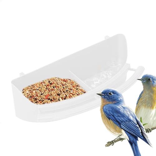 Renopfect Vogelfutterbecher für Käfig, Vogelschlitz-Futterspender, Papageienkäfig-Futternäpfe Tasse, Vogelfutternäpfe, Becher mit Fach und Vogelsitz für kleine Vögel, Tauben, Spatzen von Renopfect