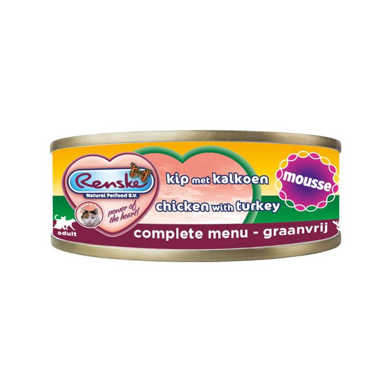 Renske Mousse - Katzenfutter - Huhn & Pute - 24 x 70 g von Renske