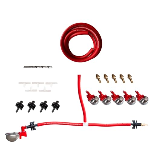 RentACoop DIY Sip Station Bewässerungssystem Starter Kit; inklusive Schläuchen, Messingdüsen, Metallbechern, Rohradaptern, T-Verbindern und 11 mm Bohrer; ideal für Kaninchen und mehr von RentACoop