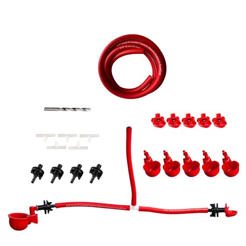 RentACoop DIY Sip Station Bewässerungssystem – inklusive Schläuchen, horizontalen Nippeln, automatischem Befüllen von Bechern, Schlauchadaptern, T-Verbindern und 11 mm Bohrer, ideal für Geflügel von RentACoop