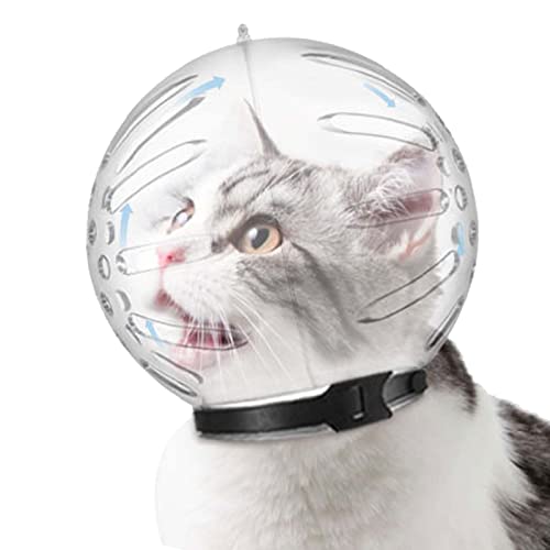 Katze Maulkorb - Transparenter Katzenhelm Cat Space Hood Anti-Biss Anti-Lecken, Verstellbarer Katzenbissschutz Mit 46 Atmungsaktiven Löchern, Astronautenhelm Für Die Schönheitspflege Von Katzen von Renywosi