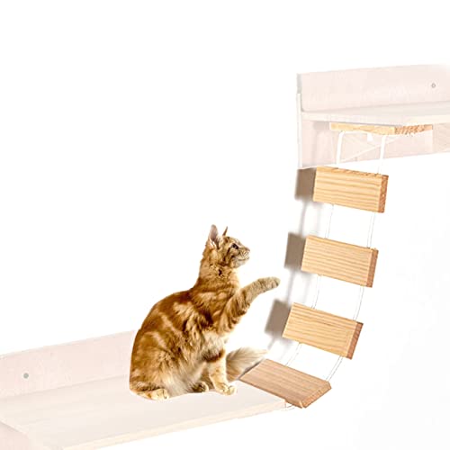 Katzenleiter Holz, Robuster Katzentreppe, Katzenleiter Zur Wandbefestigung, Katzenstufe Für Balkon Kletterwand Katzen Regal, Für Wand Für Katzen Spielzeug, Zum Kratzen, Klettern, Spielen von Renywosi