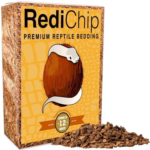 RediChip Kokosspäne Substrat für Reptilien, 12 Quart, lose mittlere Größe, Kokosnussschalen, Chip, Reptilien-Bettwäsche von Reptichip Premium Coconut Substrate
