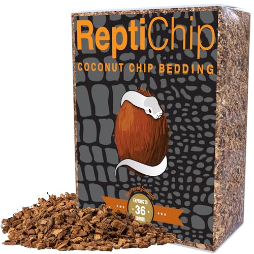 ReptiChip Kokosnusssubstrat für Reptilien, 36 l, lose grobe Kokosnussschalen, Chips von Reptichip Premium Coconut Substrate