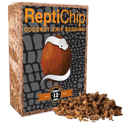 ReptiChip Premium Reptilien-Substrat, grobe Kokosnuss-Chip-Mix, die perfekte Einstreu für Pythons, Boas, Eidechsen und Amphibien ... (12 Quart) von Reptichip Premium Coconut Substrate