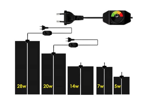 ReptilHábitat - Heizdecke für Reptilien, 5 W, 7 W, 14 W, 20 W und 28 W, Thermokissen mit einstellbarer Temperatur, Gewächshauswärmer für Eidechse, Schlange, Schildkröte usw. (20 W, 42 x 28 cm) von ReptilHábitat