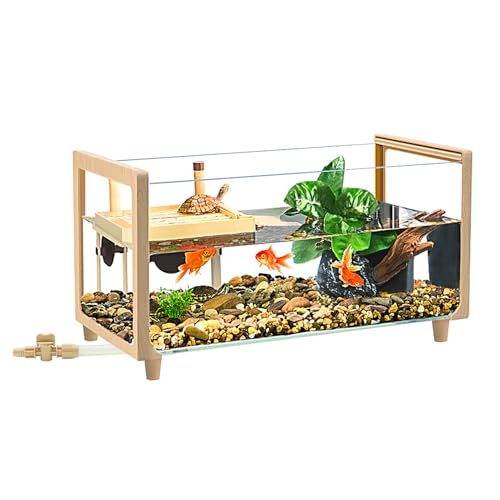 Reptile Growth Glasschildkröten-Aquarium-Set, 50,8 x 24,1 x 25,4 cm, Schildkröten-Aquarium mit Sonnenplattform, Schildkrötengehege für kleine Schildkröten und junge Schildkröten, perfektes von Reptile Growth