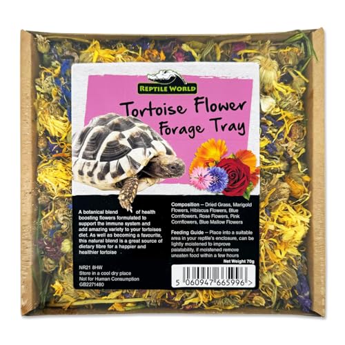 Reptile World Futterschale, 100% natürliche botanische Anreicherung für Schildkröten | Gesundes Schildkrötenfutter (Blumenmischung) von Reptile World