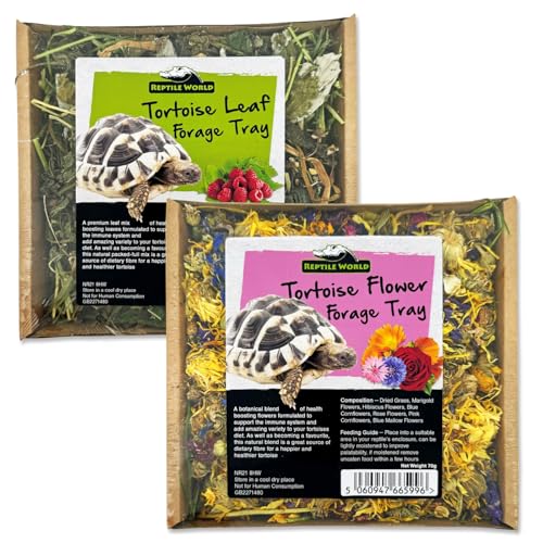 Reptile World Futtertablett, 100% natürliche botanische Anreicherung für Schildkröten, gesundes Schildkröten-Leckerli (Doppelpack) von Reptile World