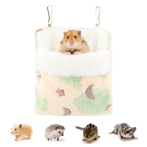 Reshiho Sugar Glider Schlafsack, warmer Hamster-Hängemattenbeutel, kleines Haustier-Hängebett für Hamster, Ratten, Igel, Eichhörnchen und andere Kleintiere (grün) von Reshiho