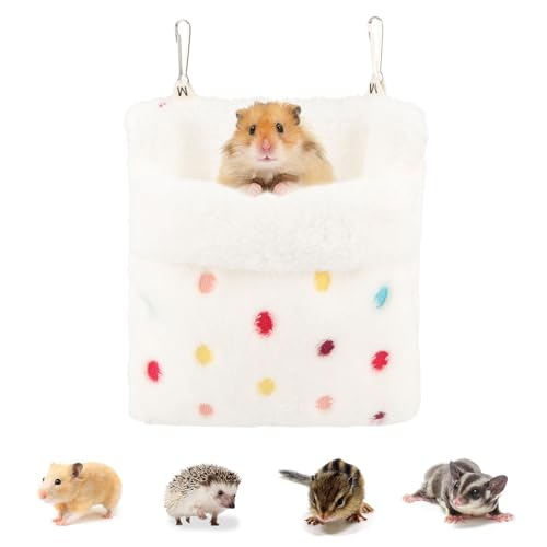 Reshiho Sugar Glider Schlafsack, warmer Hamster-Hängemattenbeutel, kleines Haustier-Hängebett für Hamster, Ratten, Igel, Eichhörnchen und andere Kleintiere (weiß) von Reshiho