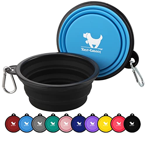 Zusammenklappbare Hundenäpfe für Reisen, 2er-Pack, tragbarer Wassernapf für Hunde und Katzen, Haustiere, faltbar, für Reisen, Camping, Spazierengehen, mit 2 Karabinern, BPA-frei von Rest-Eazzzy