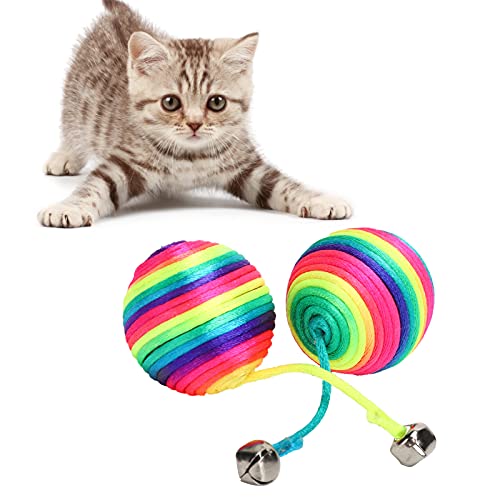 Pet Colorful Cat Toy Ball mit Glocke, Pet Toy Cat Bell Ball Katzenspielzeug mit Glocke für Katzen, Welpen, Katzen, Indoor Aktivit?t, Spieltraining von Restokki