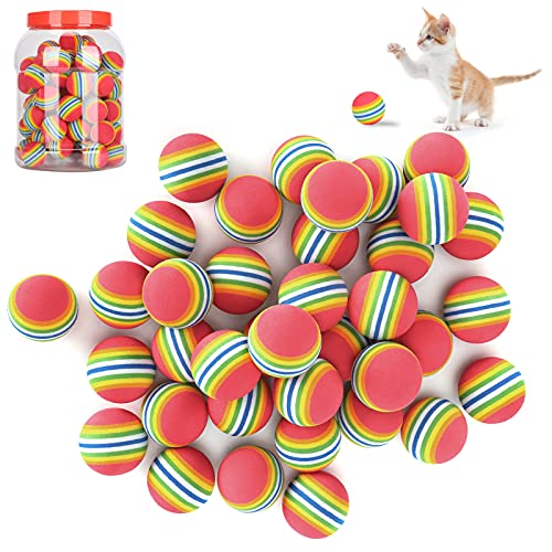 Restokki 70 Stück 3CM Schaum Katzenspielzeug Ball, Farbe Bälle Kätzchen Aktivität Chase Spielen für kleine Katzen im Freien und kleine Hunde von Restokki