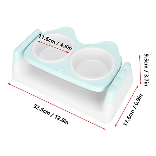 Restokki Erh?hte Katzenfuttern?pfe, Erh?hte Katzenfuttern?pfe, Doppelte Katzenfutter Wassern?pfe mit erh?htem St?nder Stressfrei für Haustiere[Grün] von Restokki