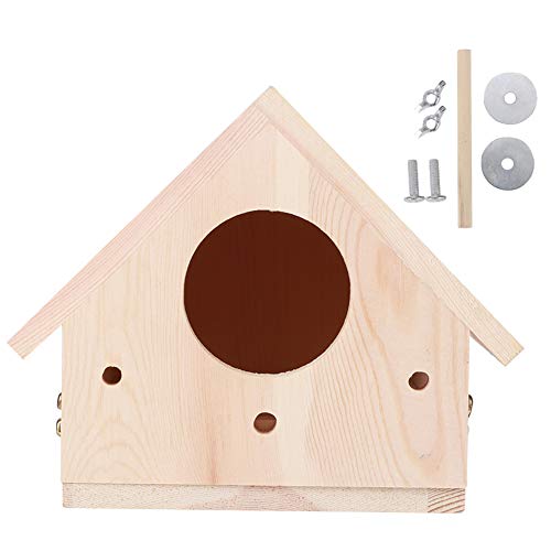 Restokki Vogelhaus aus Holz, Hängendes Vogelhaus aus Holz, Innovatives Vogelnest Zuchtkäfig Ornament Für Den Außenbereich, Gartendekoration, DIY Vogelkäfigbau von Restokki