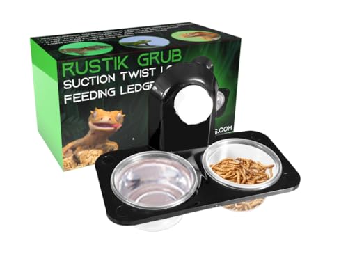 Retics & Reptiles Gecko Ledge Rustik Grub Saugdrehverschluss Futterleiste | Futterregal für Reptilien | Gecko Futterbecher | Wasserbecher für Gecko, Eidechsen, Chamäleon und mehr von Retics & Reptiles