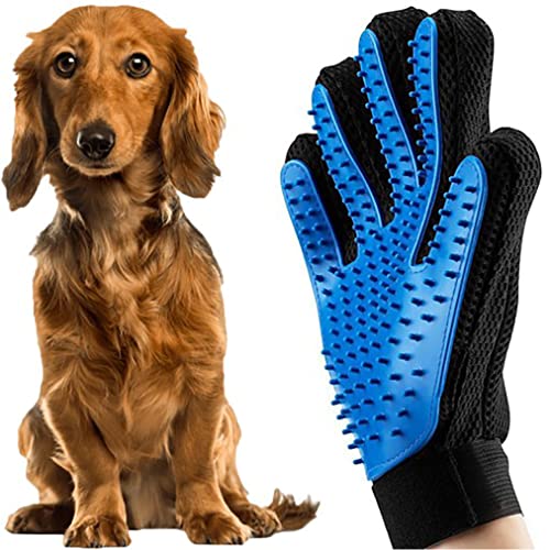 Retoo Fellpflegehandschuh Haustier Handschuh Bürste für Katze Hund Massagehandschuh Tierhaarentferner Kurzhaar und Langhaar Klettverschluss Enthedderungsbürste Fellbürste 22.5x16 cm von Retoo