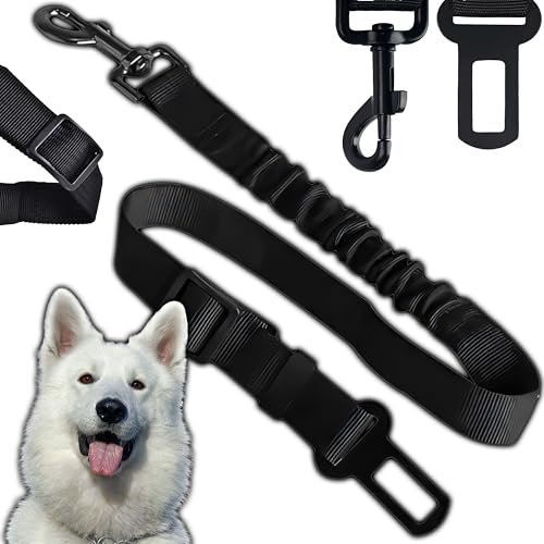 Retoo Hundegurt fürs Auto, 65-80 cm, Verstellbarer Anschnallgurt für Hunde und Katzen, mit Elastischer Ruckdämpfung und Starke Karabiner, für Kleine und Mittlere Hunde und Alle Autotypen, Schwarz von Retoo