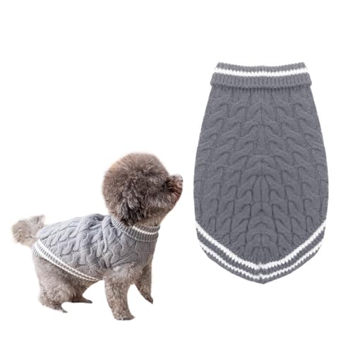 Rollkragenpullover Hundepullover Warm Haustier Winter Kleidung Outfits Winter gestrickt Haustier Pullover Welpe Pullover Mantel Weste Strickwaren Kleidung für kleine mittlere Hunde und Katzen (Grau) von RevpoltIQ